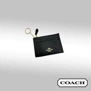 Coach Skinny Mini ID Case – Black Crossgrain Leather with Suede Interior